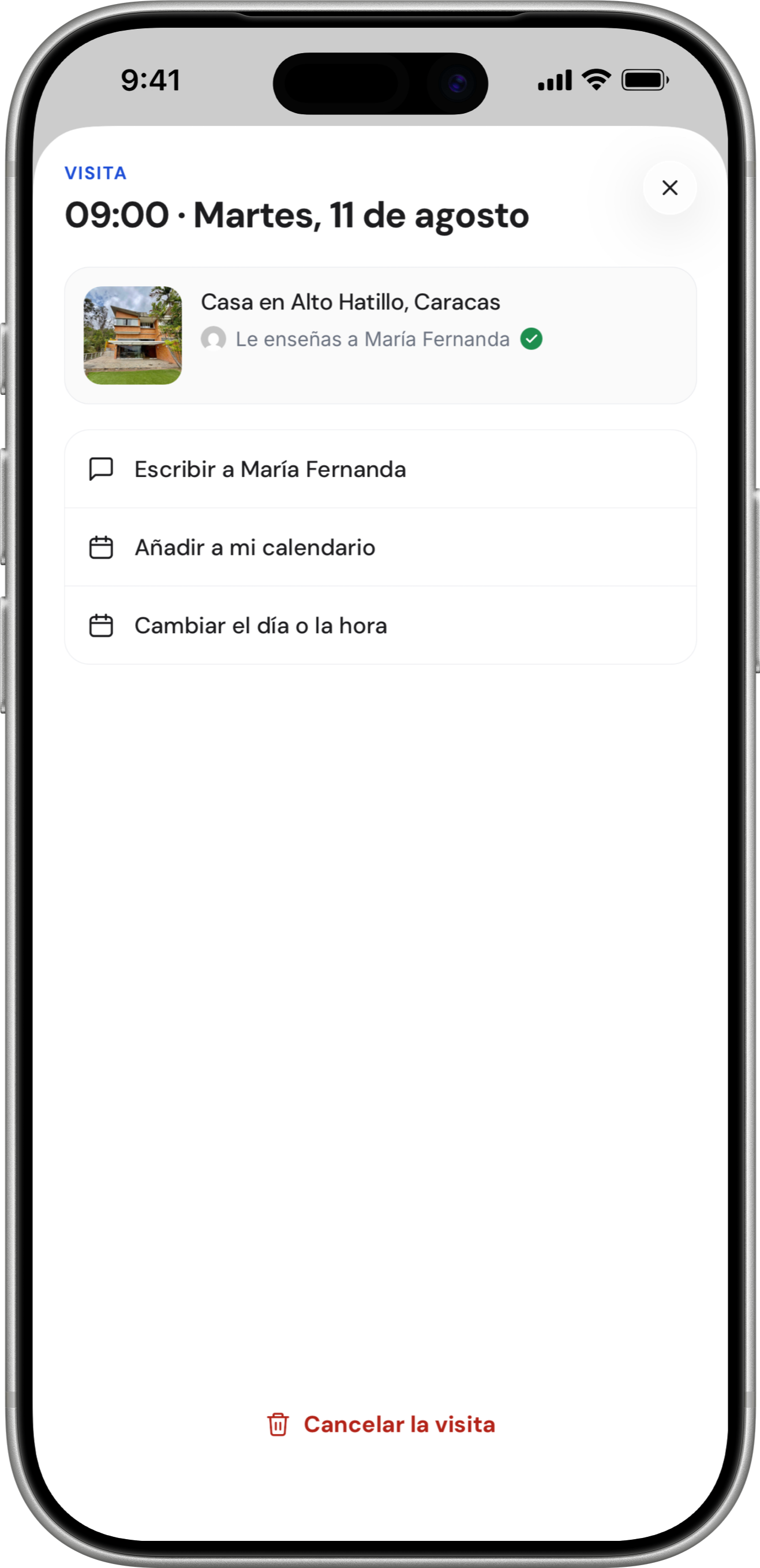 Ficha de inmueble en la app de Casave